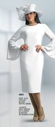 Ponte Knit Dress with Flared Sleeves with Rhinestones 4501